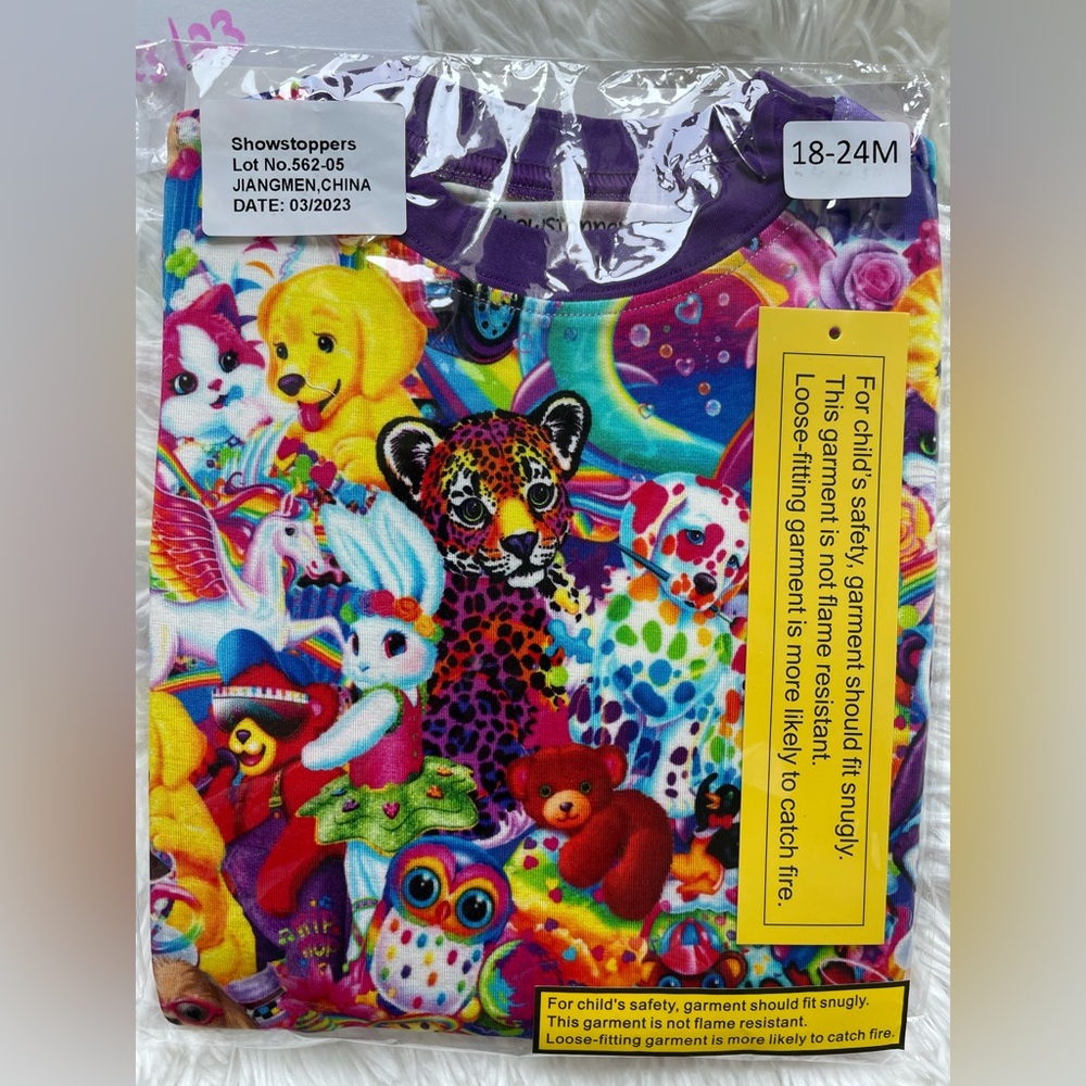 90s girl Lisa Frank bamboo kids pajamas
